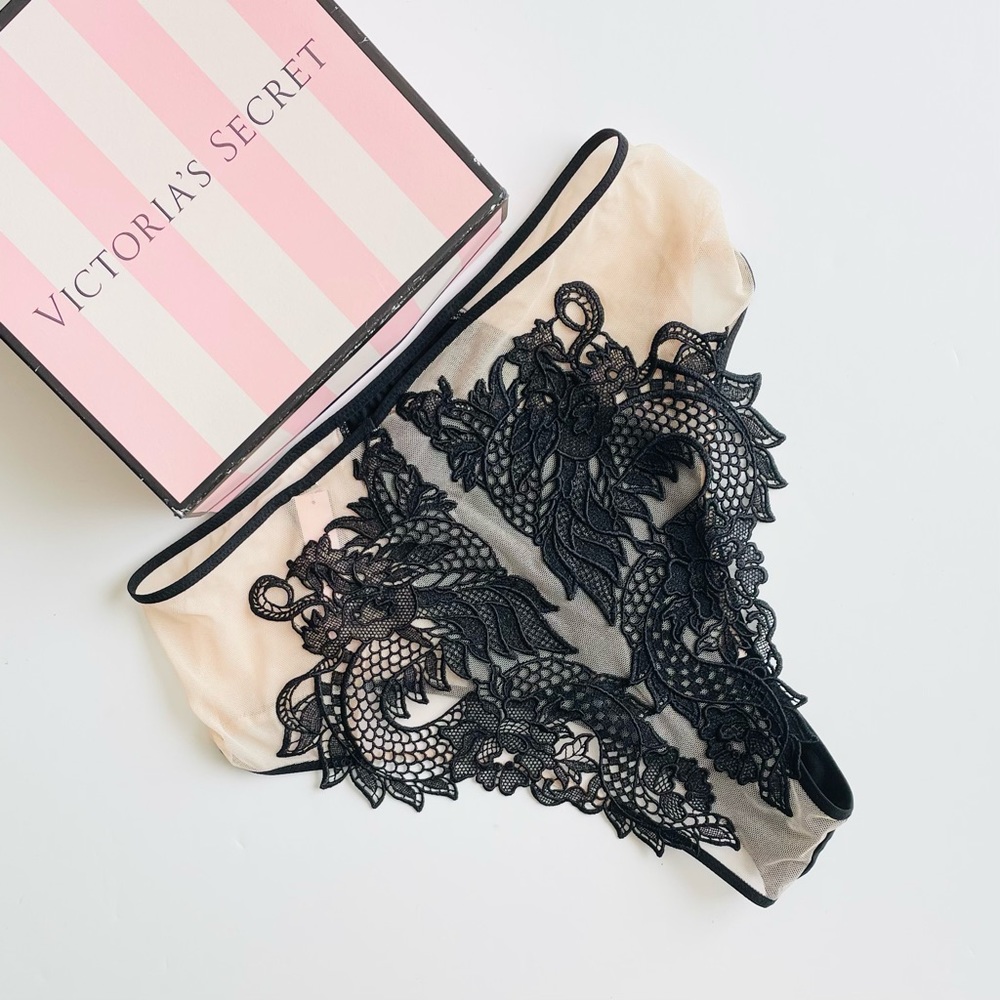 SMALL Victoria’s Secret black nude dragon high rise cheeky panty